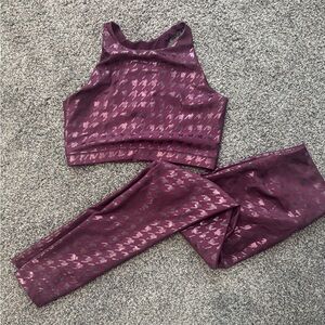 Peloton Maroon Houndstooth Activewear Set